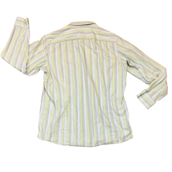 (5for$25) Banana Republic Button-Down Shirt in Green Stripe Size Large (16-16.5) - Picture 2 of 4